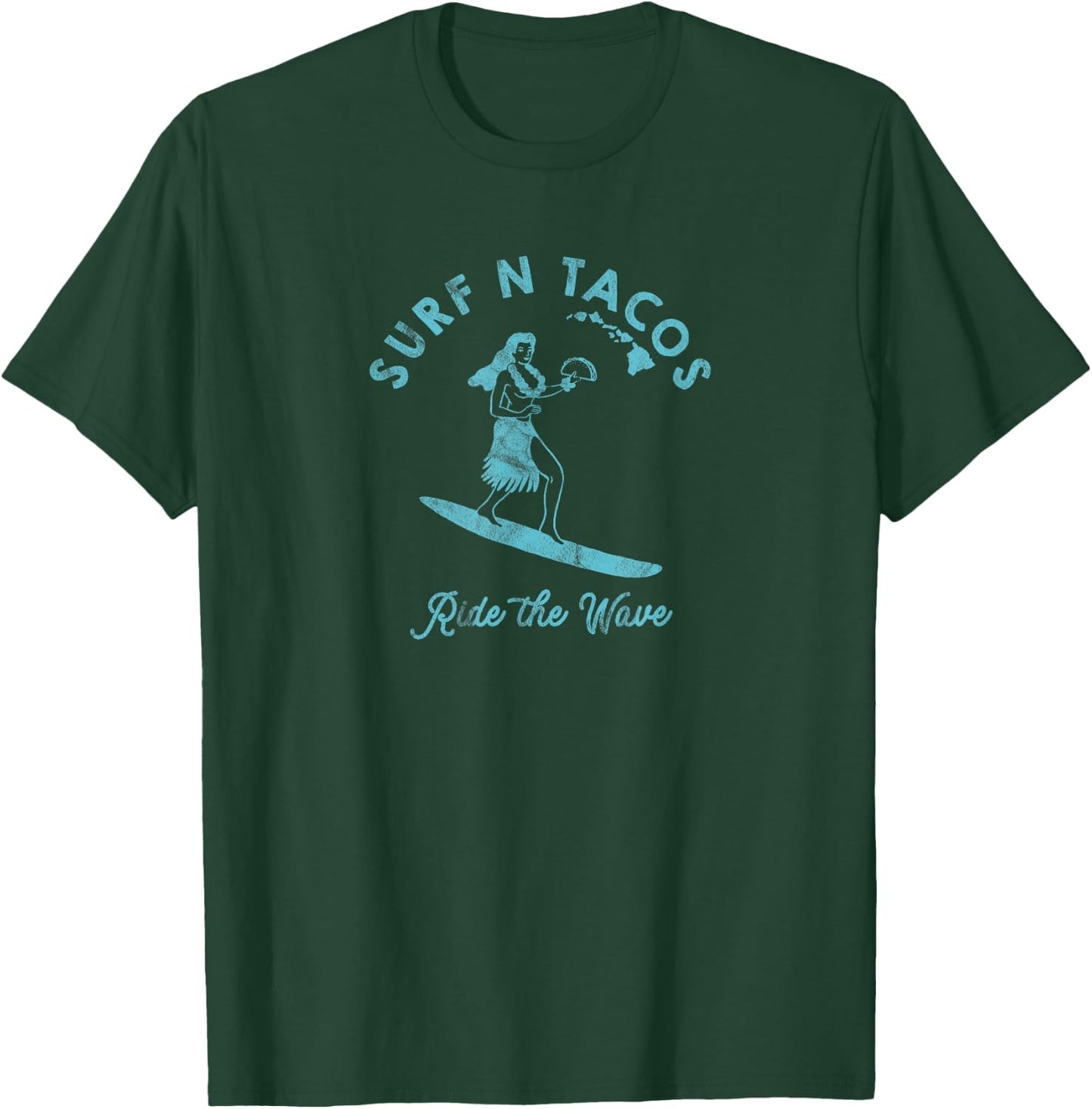 Hawaii Surf N Taco Surfer Hula Girl Vintage Style T-Shirt - T-Shirt | Forest