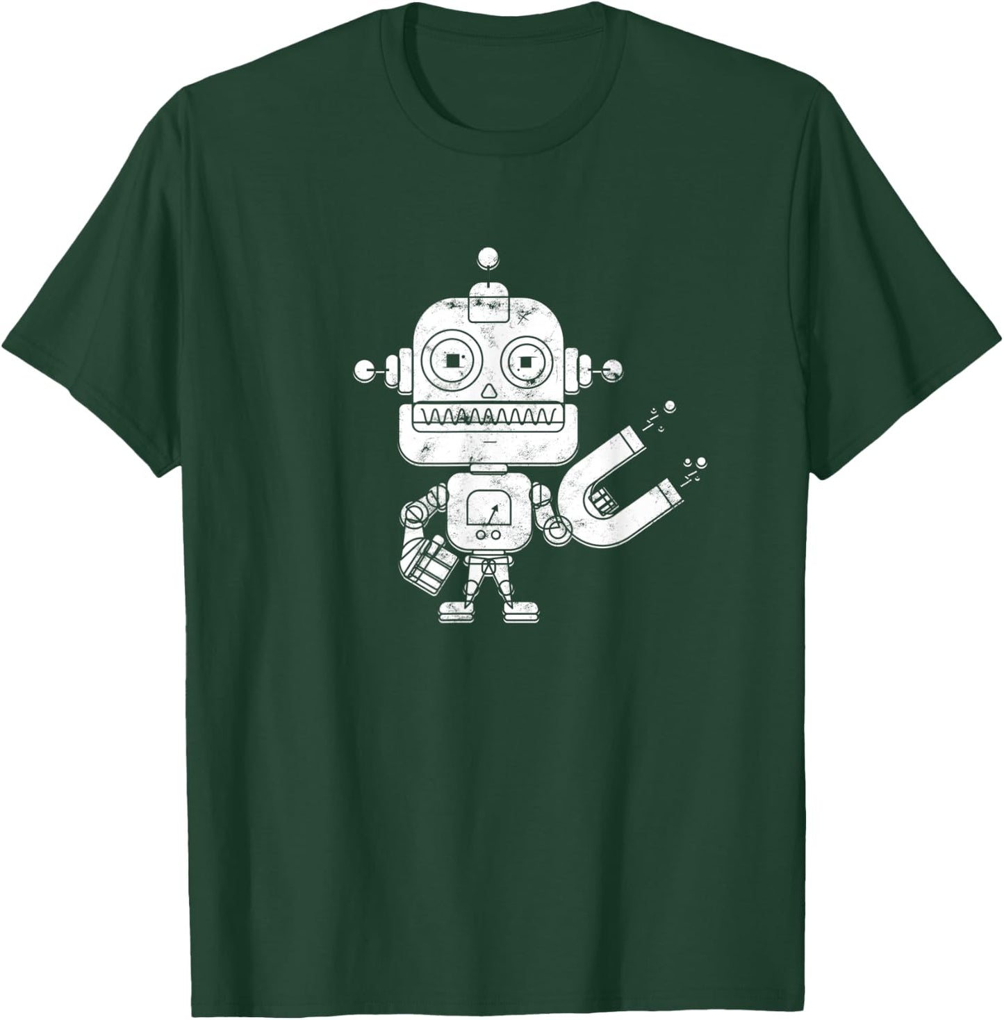 Distressed Retro Robot Dark - Artificial Intelligence Robot T-Shirt - T-Shirt | Forest