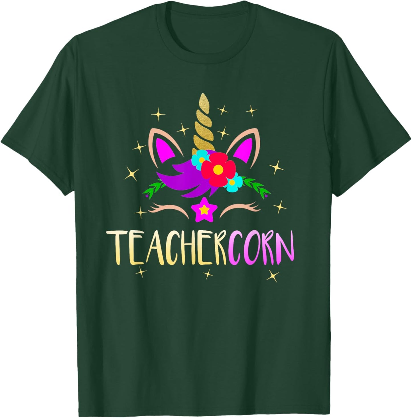 Teachercorn Funny Unicorn Teacher Gift T-Shirt - T-Shirt | Forest