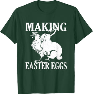 Making Easter Eggs Rude Easter Bunny And Chicken T-Shirt - T-Shirt | Forest