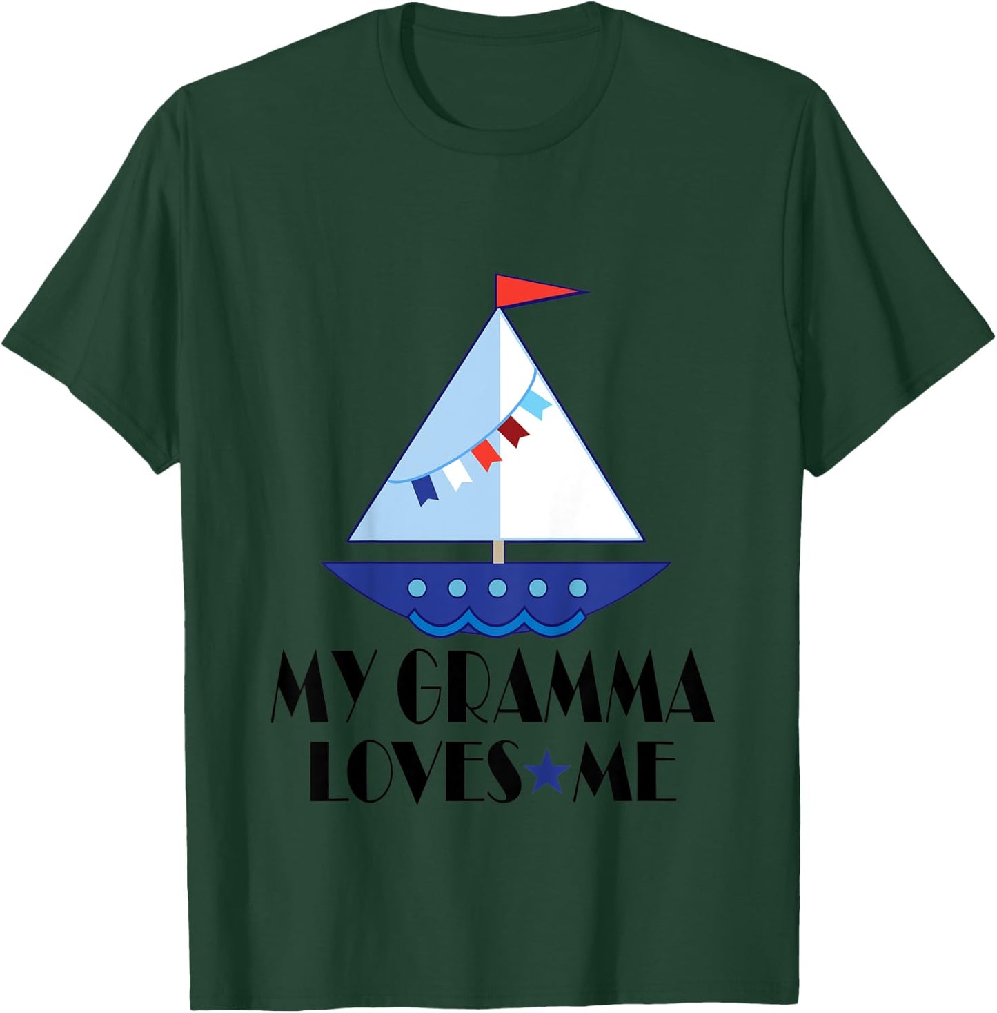Kids My Gramma Loves Me Grandson Sailboat T-Shirt - T-Shirt | Forest