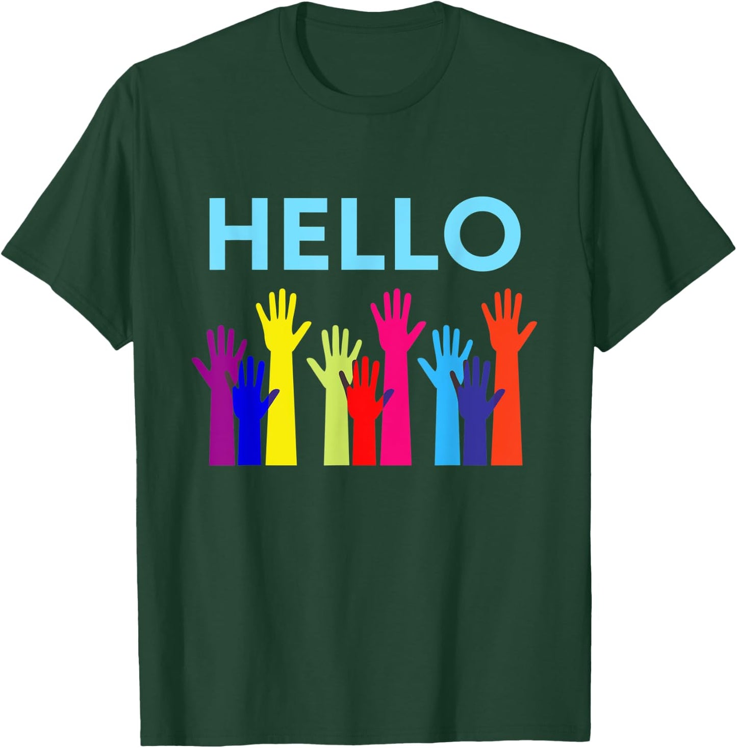 Hello Waving Hands Greeting Gift mom, dad T-Shirt - T-Shirt | Forest