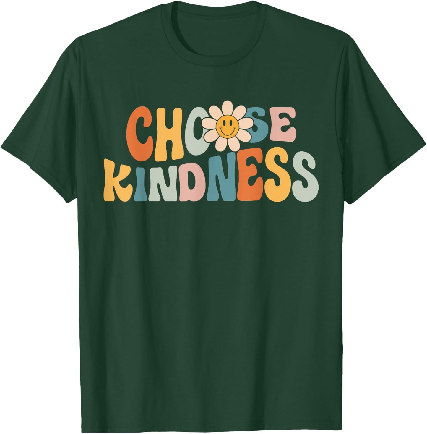 Choose Kindness - Retro Groovy Daisy Be Kind Inspirational T-Shirt - T-Shirt | Forest