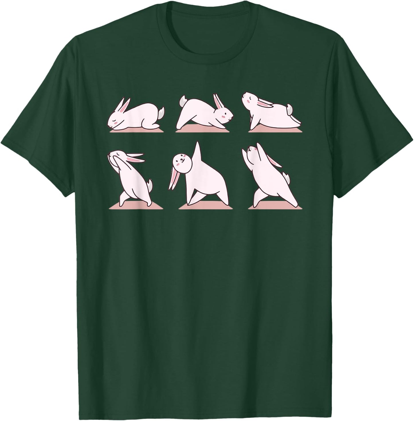 Cute Bunny Yoga Rabbit Poses and Meditation funny T-Shirt - T-Shirt | Forest