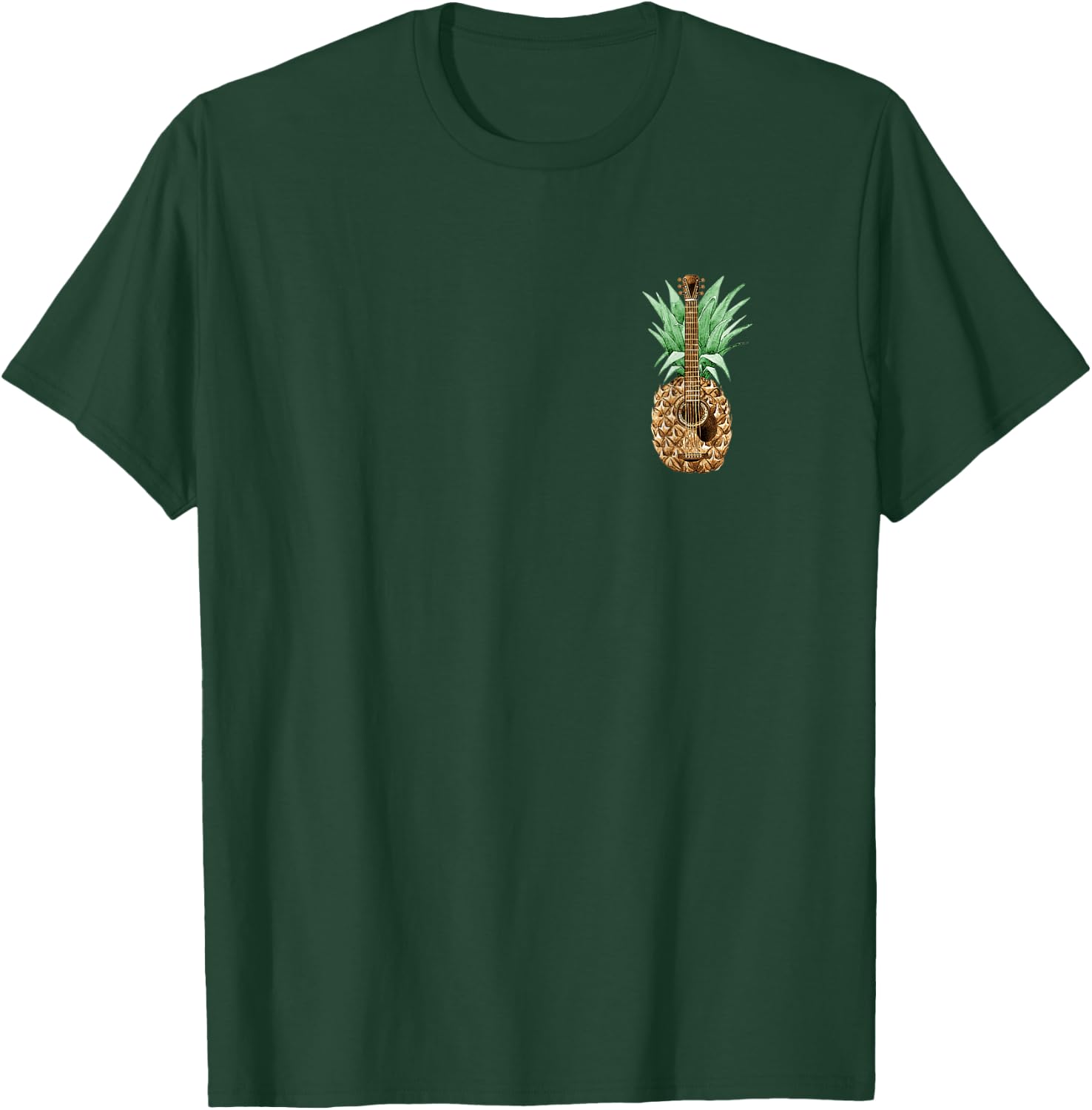 Funny Pineapple Acoustic Guitar Lover Hawaiian Music Summer T-Shirt - T-Shirt | Forest