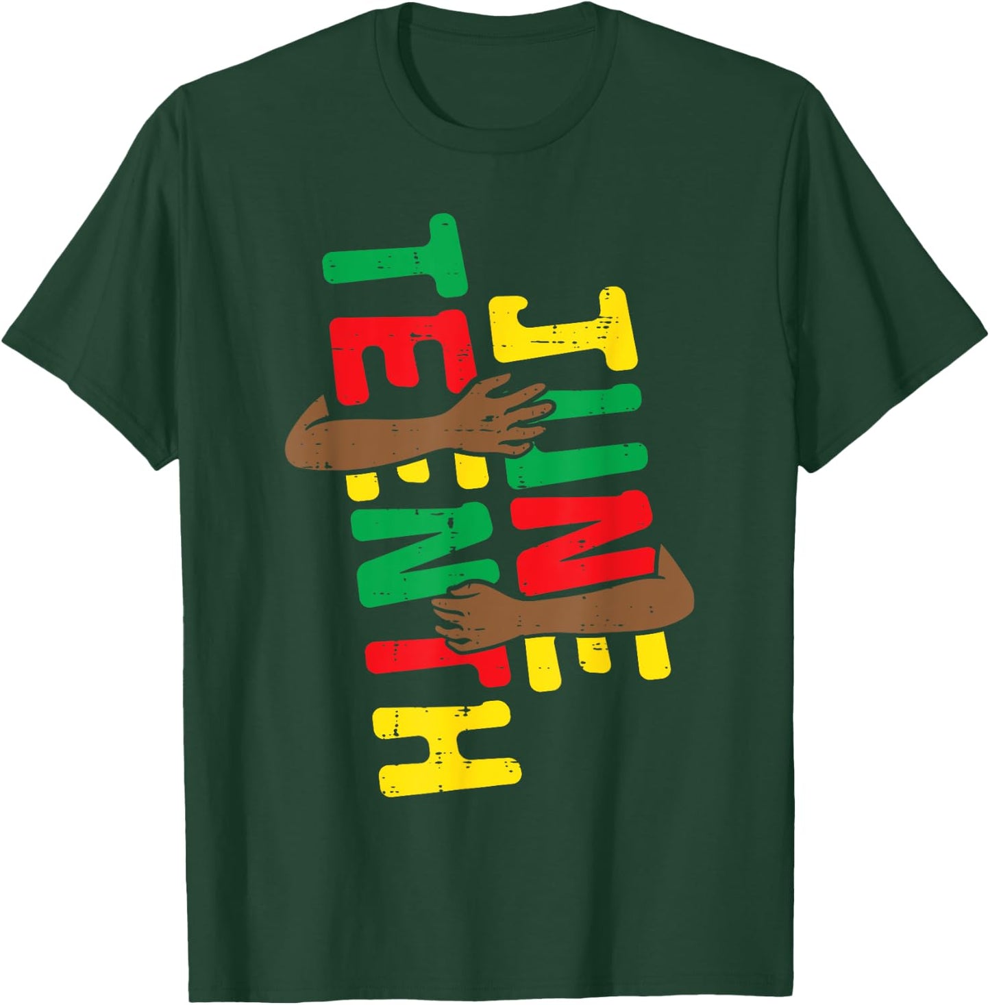 June Teenth Hug Arm Juneteenth June 19th 1865 Men Women Kids T-Shirt - T-Shirt | Forest