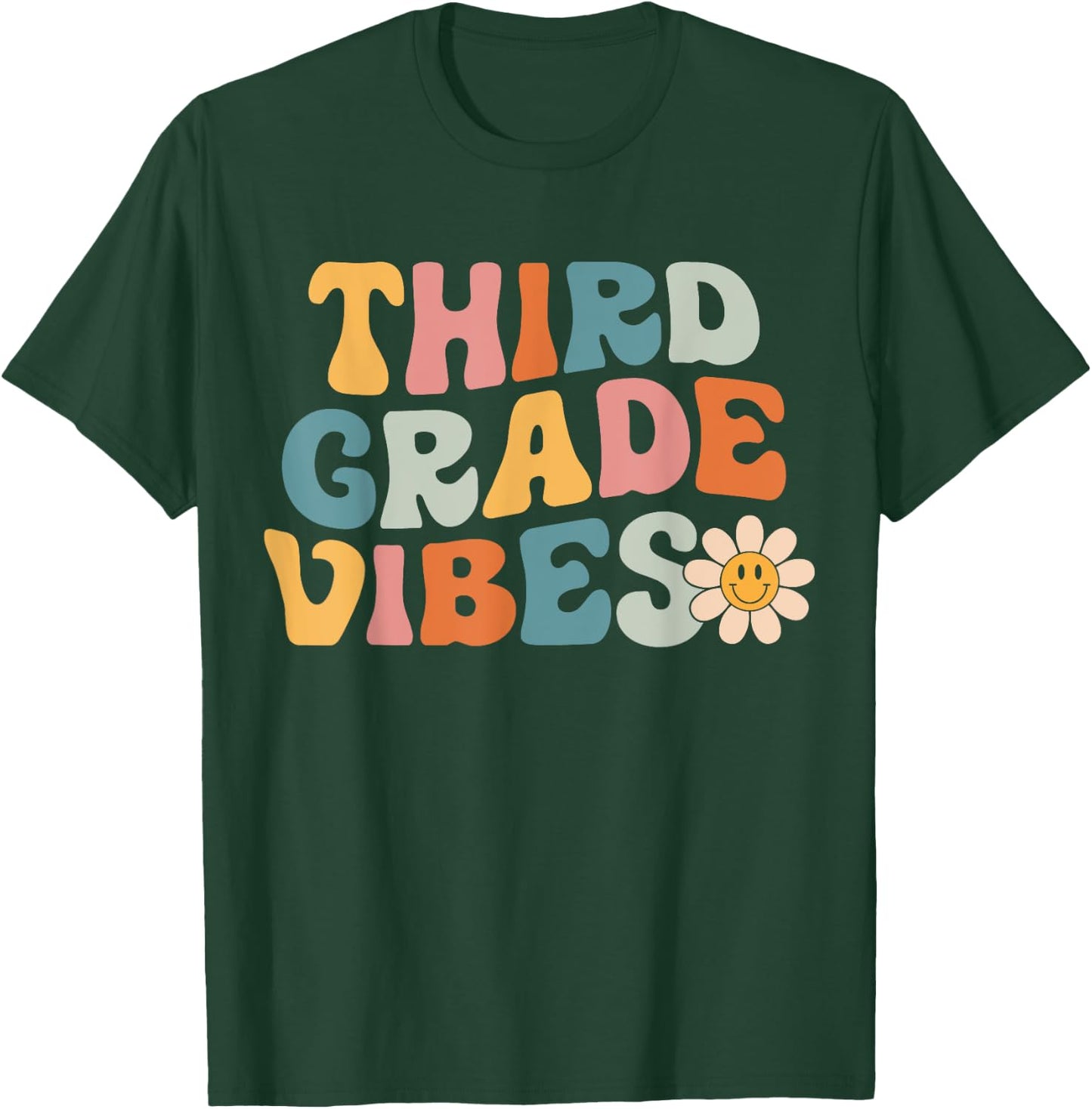 Third Grade Vibes - 3rd Grade Team Retro 1st Day of School T-Shirt - T-Shirt | Forest