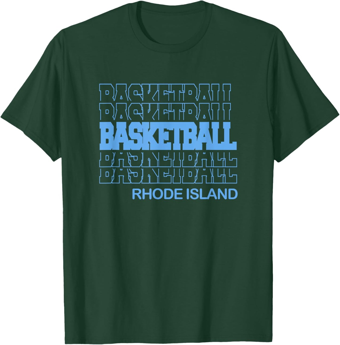 Basketball Rhode Island in Modern Stacked Lettering T-Shirt - T-Shirt | Forest