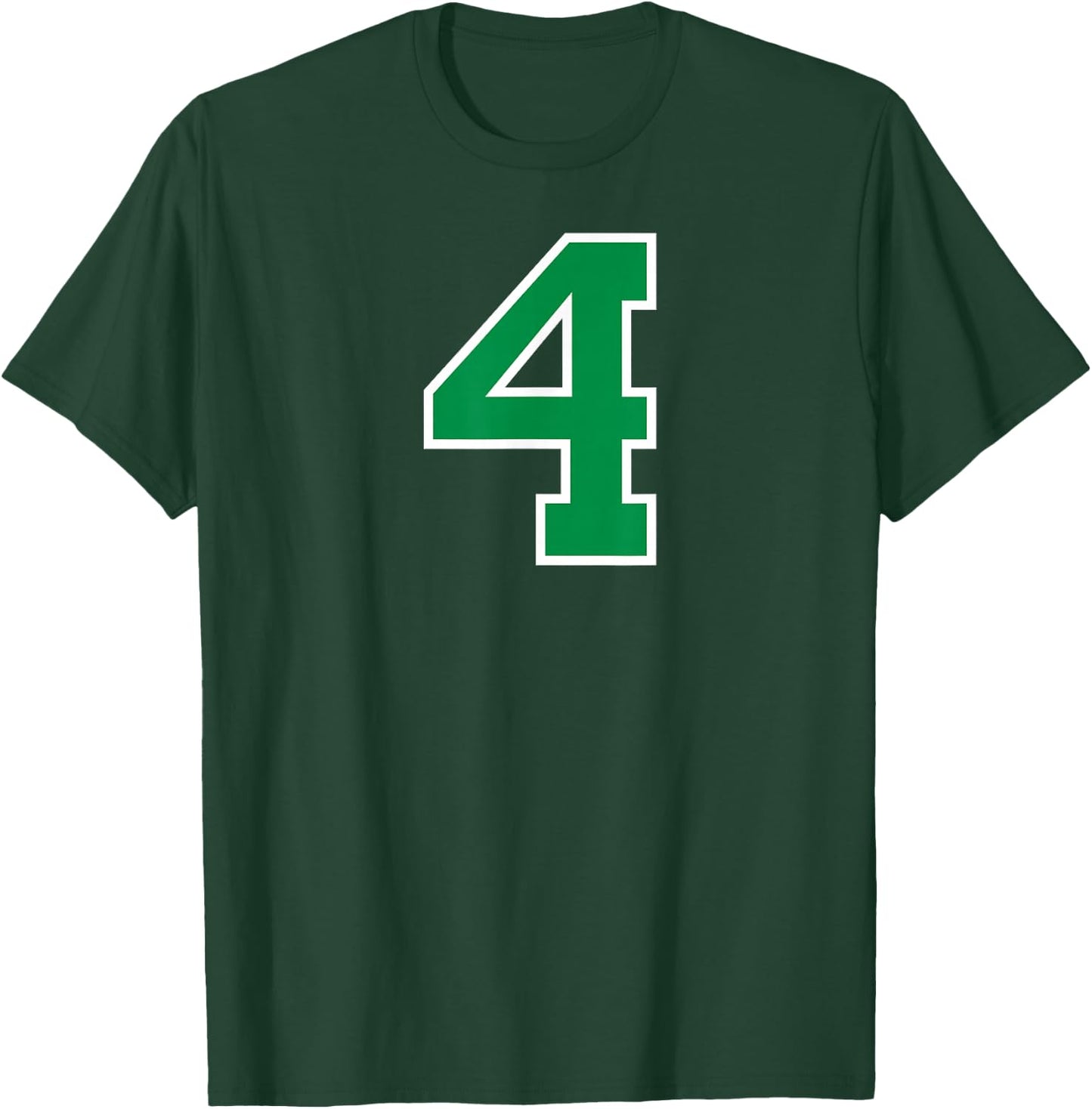 White Green Number 4 T-Shirt - T-Shirt | Forest
