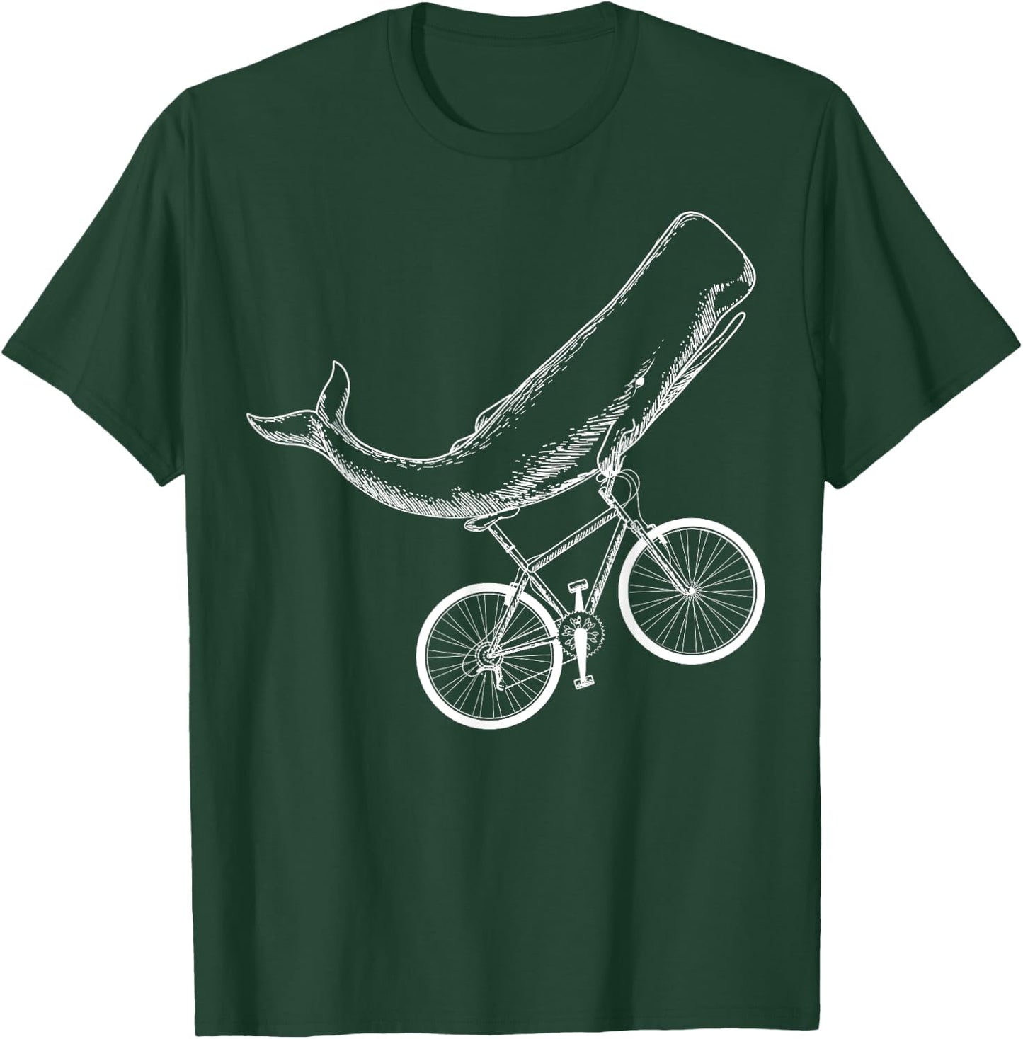 Whale Mountain Bike Biker Biking MTB Cyclist Bicycle T-Shirt - T-Shirt | Forest