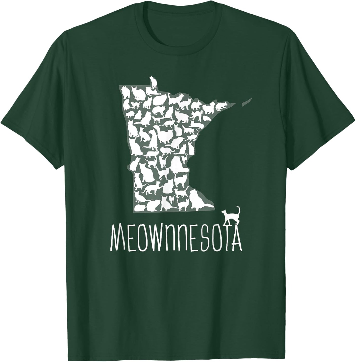 Proud Minnesota Cat Owner Cute Meownnesota State Outline Women Kids T-Shirt - T-Shirt | Forest