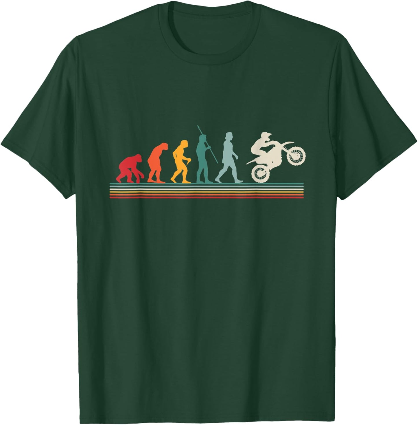 Funny Motorcycle Evolution Biker Retro T-Shirt - T-Shirt | Forest