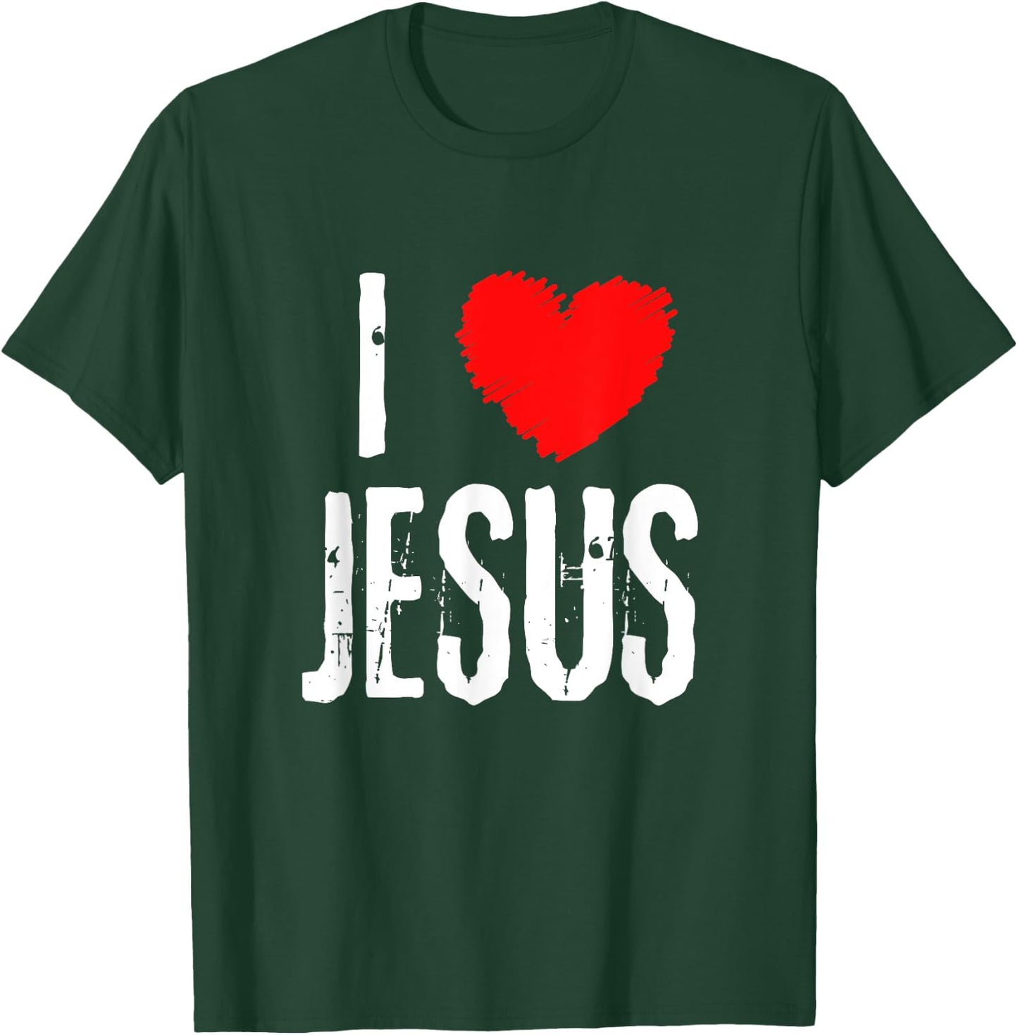 Vintage Grunge I Love JESUS typography, Christian T-Shirt - T-Shirt | Forest