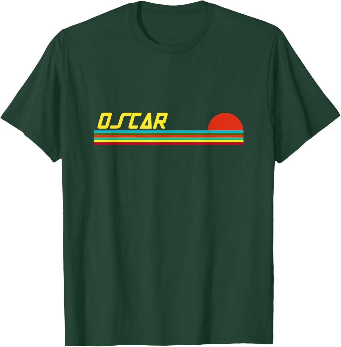 Oscar First Name Logo Retro Sunset Surfer Style Oscar T-Shirt - T-Shirt | Forest