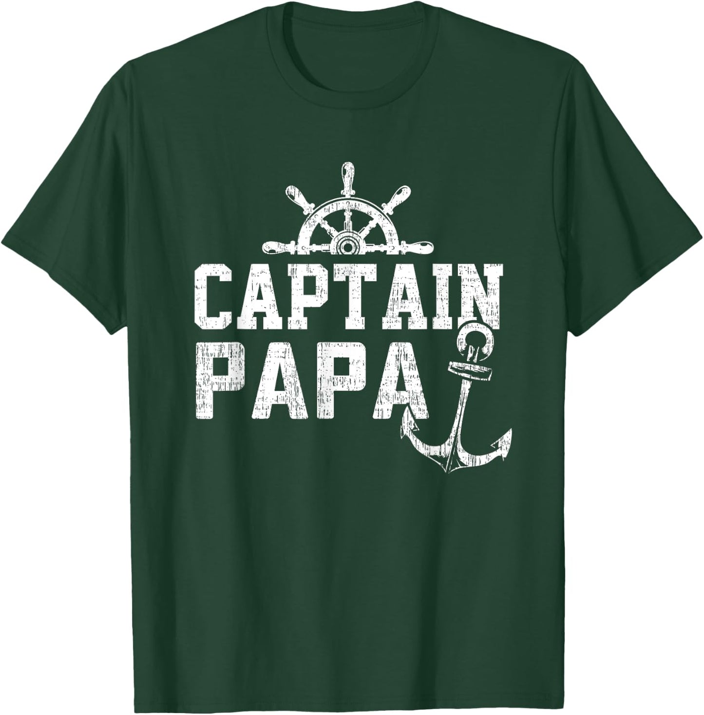 Captain Papa Pontoon Boating Fishing Lake Sailing Family T-Shirt - T-Shirt | Forest