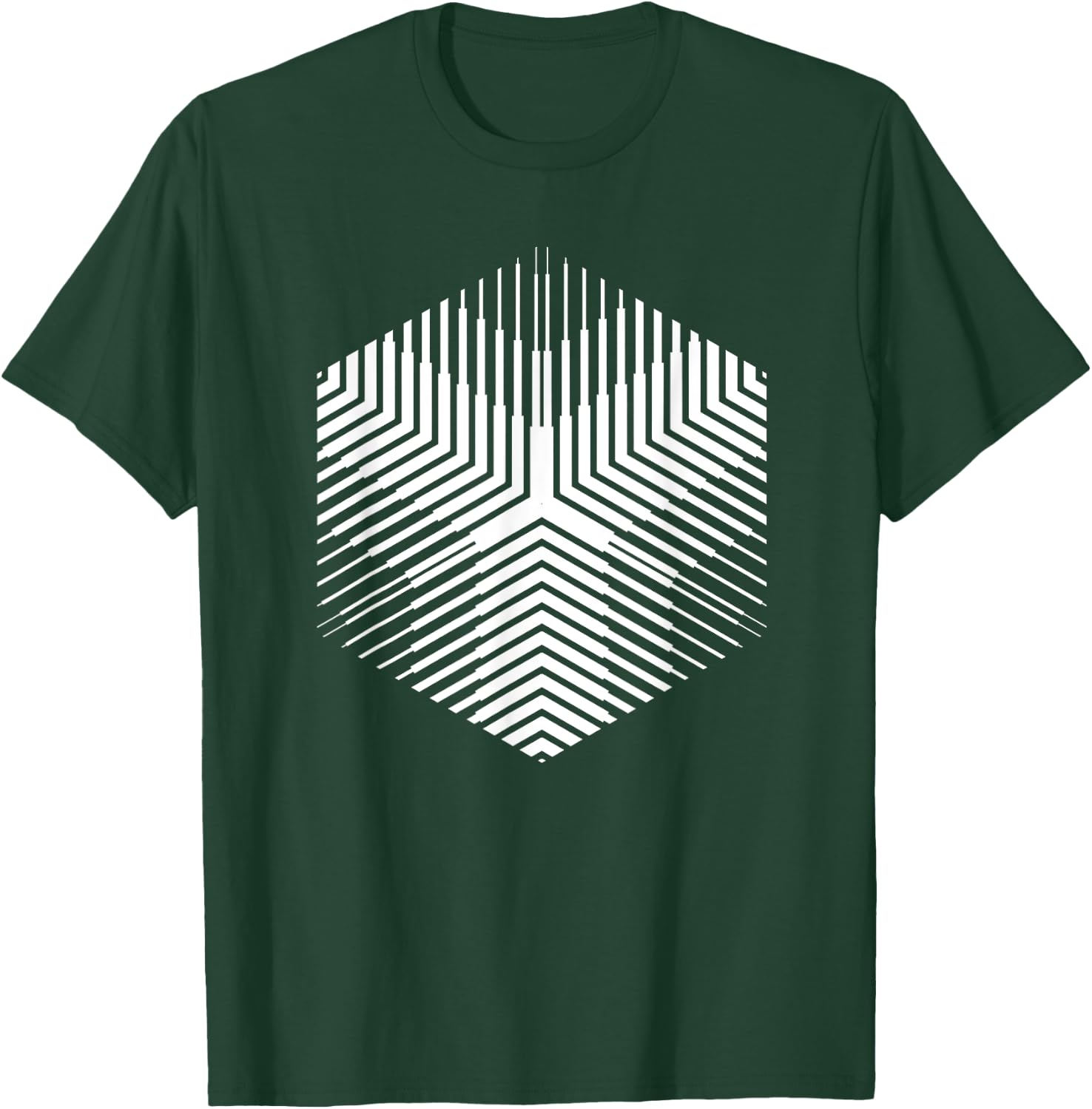 Hexagon Sacred Geometry Line Blackwork T-Shirt - T-Shirt | Forest