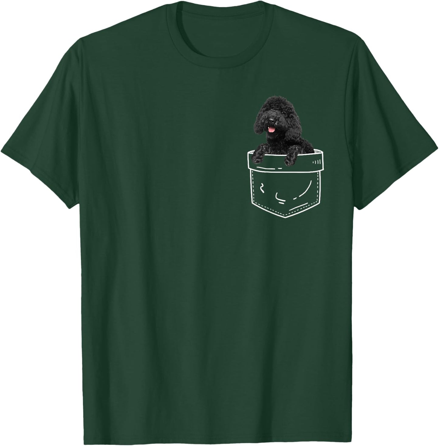 Black Labradoodle In Pocket - Labradoodle Dog Lover T-Shirt - T-Shirt | Forest