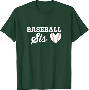 Baseball Sis Sister Love Heart Baseball Sports T-Shirt - T-Shirt | Forest