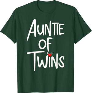 Auntie of Twins Newborn Baby Reveal Twin Girls or Twin Boys T-Shirt - T-Shirt | Forest