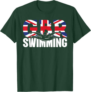 Swimming - GBR Britisch Union Flag - Water, Swimmer & Swim T-Shirt - T-Shirt | Forest