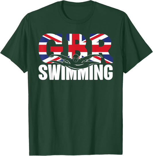 Swimming - GBR Britisch Union Flag - Water, Swimmer & Swim T-Shirt - T-Shirt | Forest