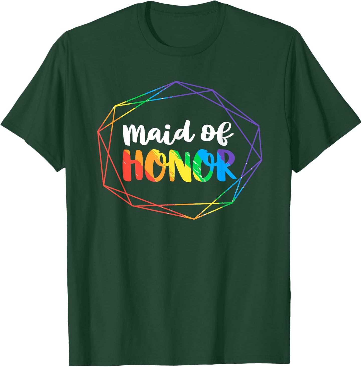 Maid of Honor Lesbian Bachelorette Party Diamond Wedding T-Shirt - T-Shirt | Forest