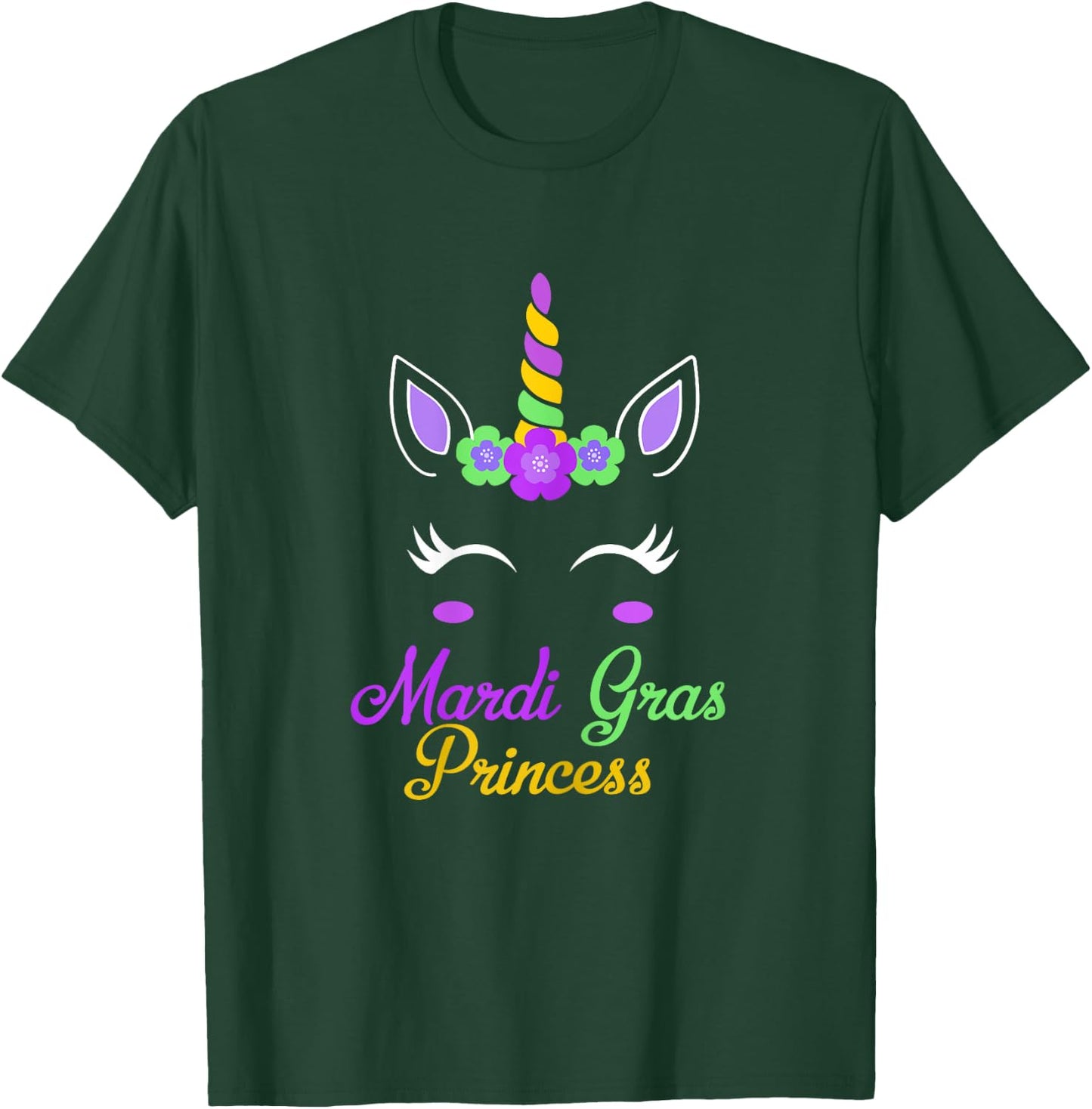 Little Miss Mardi Gras Princess Unicorn Girls Kids toddlers T-Shirt - T-Shirt | Forest