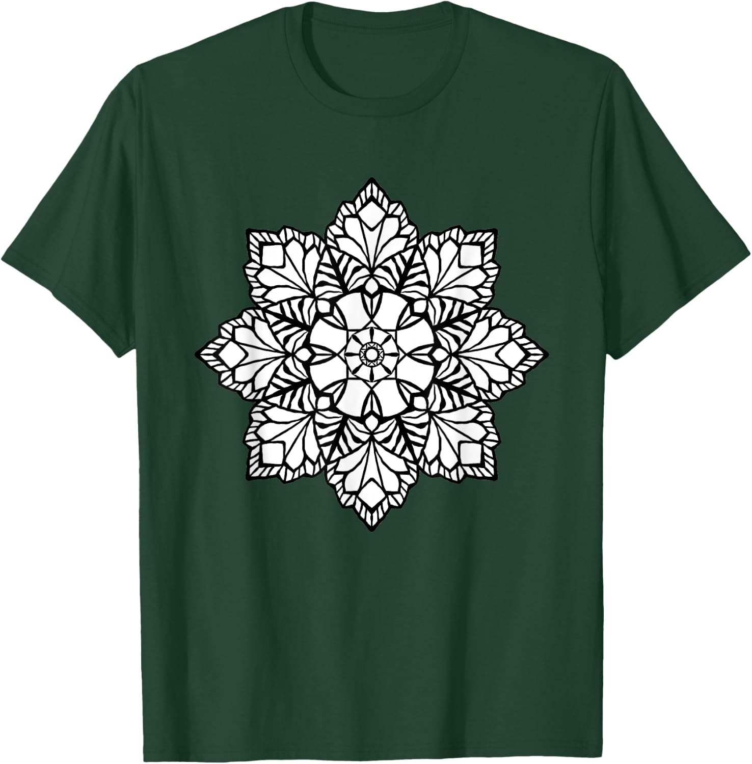 Flower Mandala, Wood Carving Colorable gift T-Shirt - T-Shirt | Forest