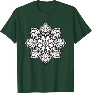 Flower Mandala, Wood Carving Colorable gift T-Shirt - T-Shirt | Forest