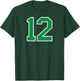 Number #12 Sport Green Varsity Number T-Shirt - T-Shirt | Forest