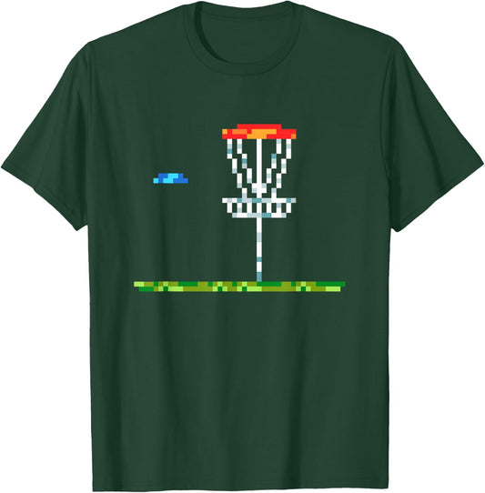 Disc Golf Men Disc Golf 8 Bit Basket T-Shirt - T-Shirt | Forest