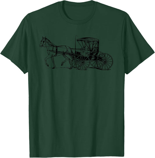 Amish Buggy Horse and Buggy Wagon T-Shirt - T-Shirt | Forest