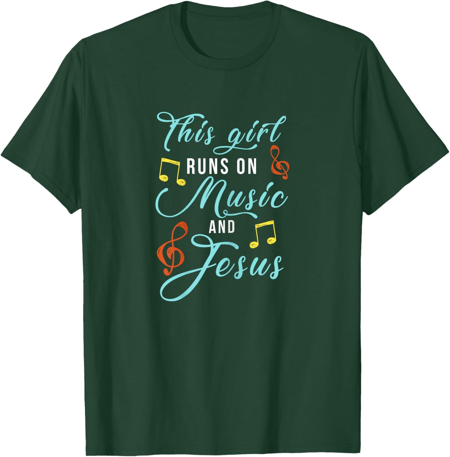 Jesus & Music Christian - Musical Theme Girl Design T-Shirt - T-Shirt | Forest