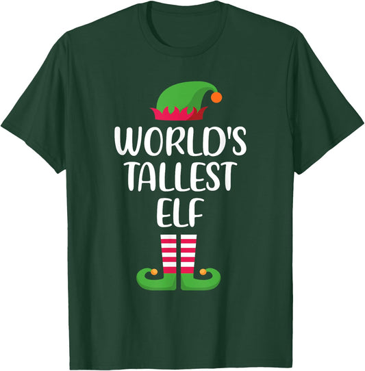 World's Tallest Elf Matching Family Group Christmas T-Shirt - T-Shirt | Forest
