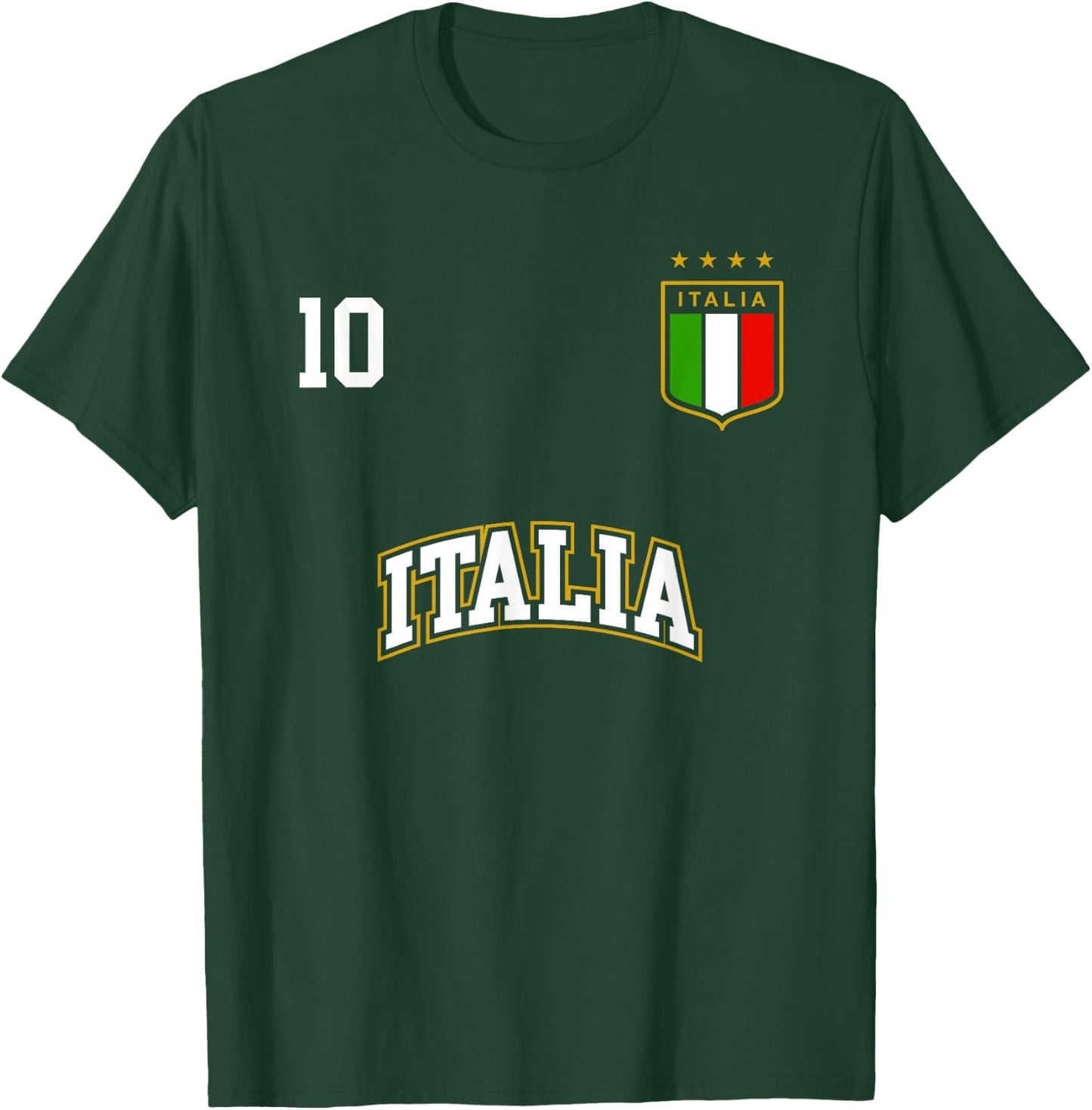 Italia Team Sports Number 10 Italy Soccer Italian Flag T-Shirt - T-Shirt | Forest