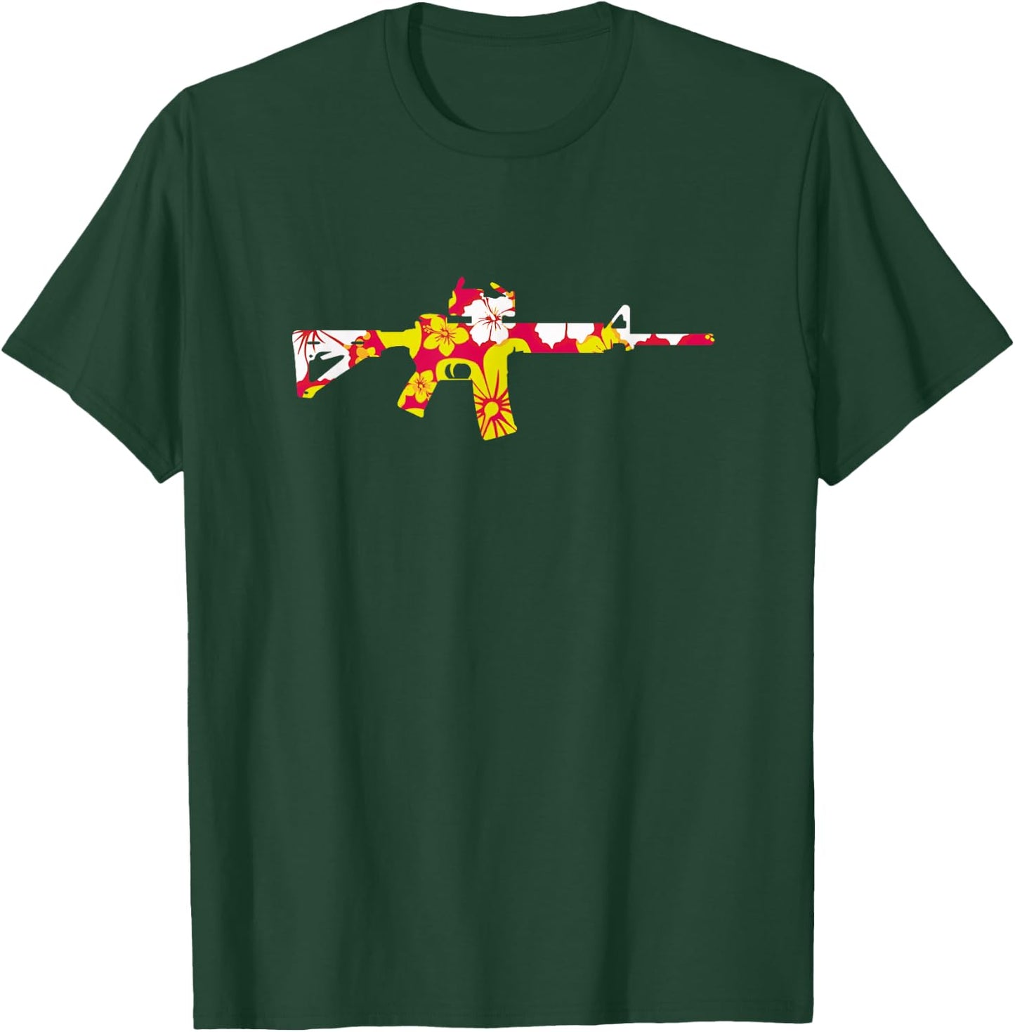Tropical Gun Lover Firearm Beach Hawaiian Gift Aloha AR-15 T-Shirt - T-Shirt | Forest