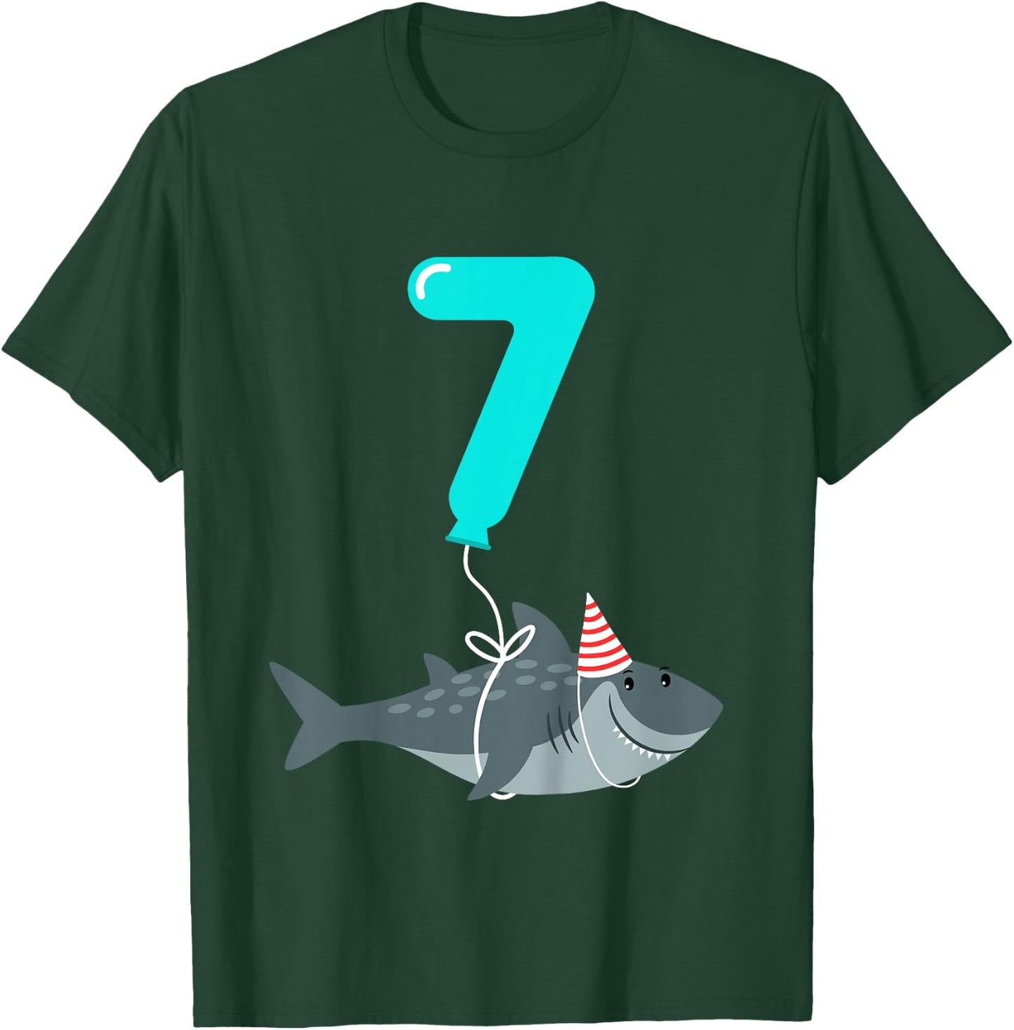 7th Birthday Shark Shirt | Cute 7 Year Old Shark Gift Shirt T-Shirt - T-Shirt | Forest