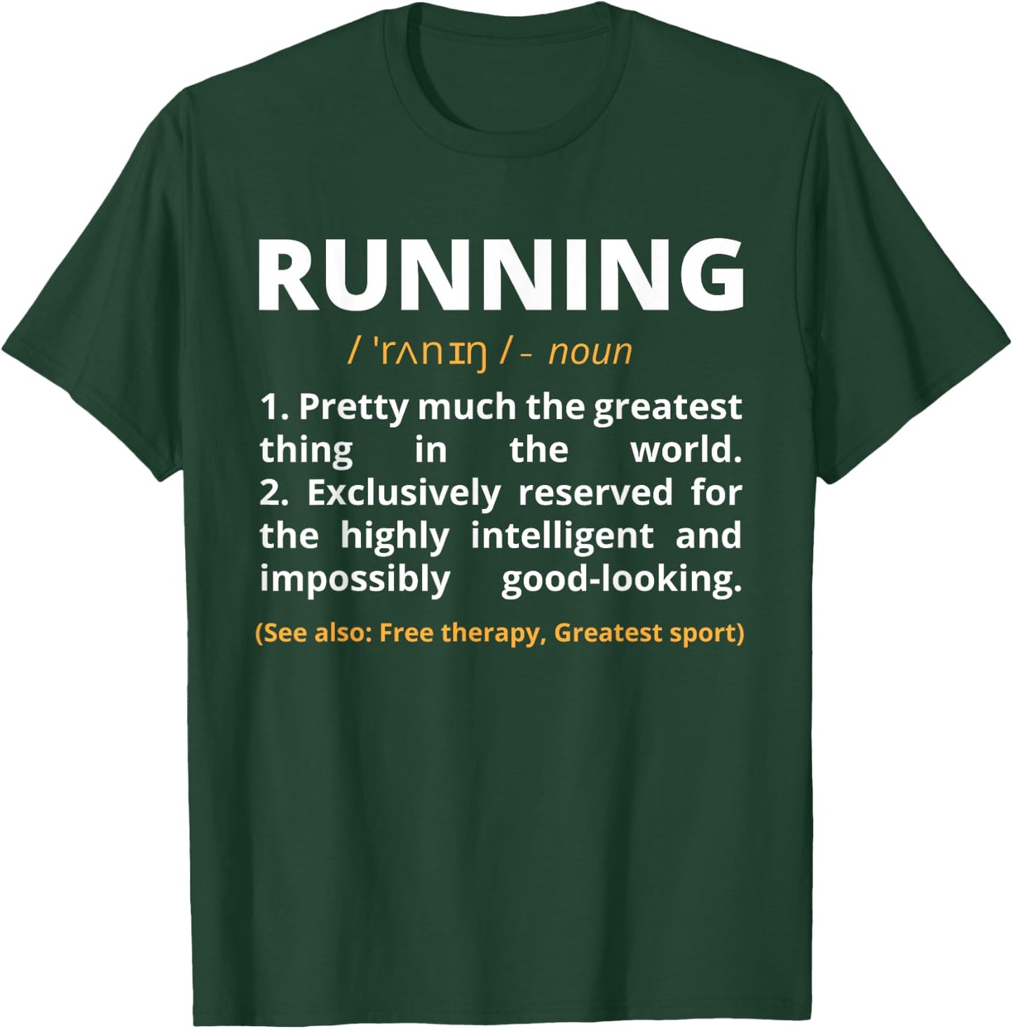 Funny Marathon Running Apparel -Adults Black Small Classic Fit Short Sleeve Cotton Polyester Running Definition Noun Track Field Gift Coach T-Shirt - T-Shirt | Forest