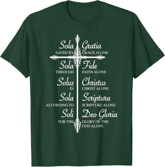 The Five Solas | Cute Christian Movement Gift T-Shirt - T-Shirt | Forest