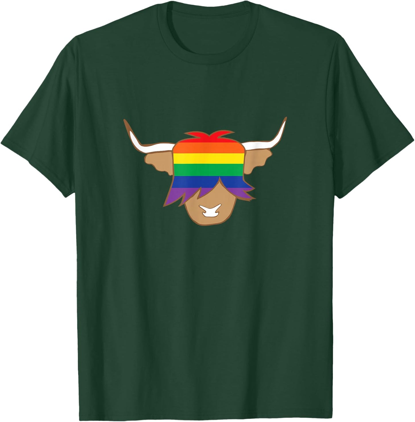 Cute Gay Pride Shirt LGBT flag scottish highland cow t shirt T-Shirt - T-Shirt | Forest