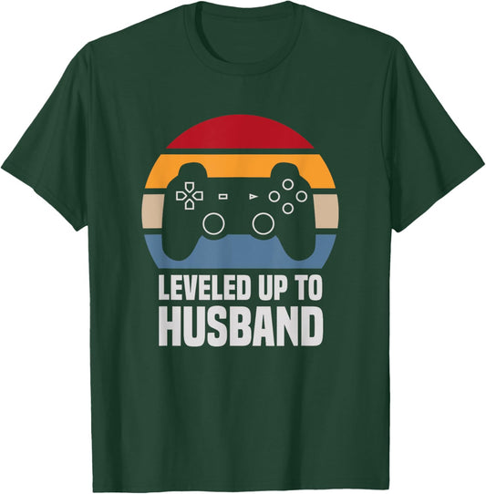 Leveled Up To Husband Gifts Newly Married Couple T-Shirt - T-Shirt | Forest