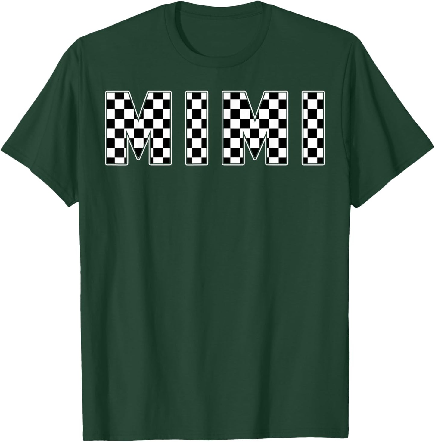 Mimi Racing Race Car Mimi Checkered Flag Pit Crew Bday T-Shirt - T-Shirt | Forest