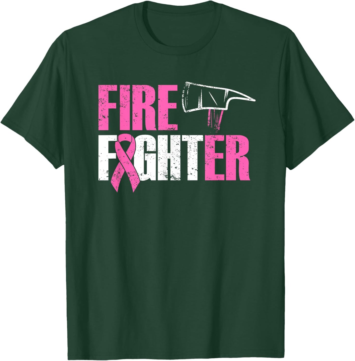 Fight Breast Cancer Firefighter, Pink Awareness T-Shirt - T-Shirt | Forest