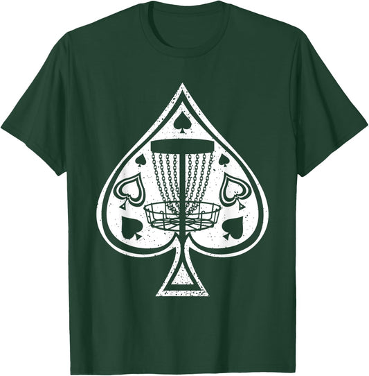 Disc Golf Shirts Men Disc Golf Ace of Spades T-Shirt - T-Shirt | Forest