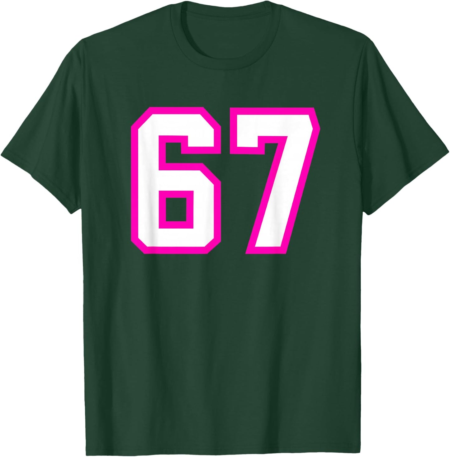 Pink White Sports Team Number #67 T-Shirt - T-Shirt | Forest