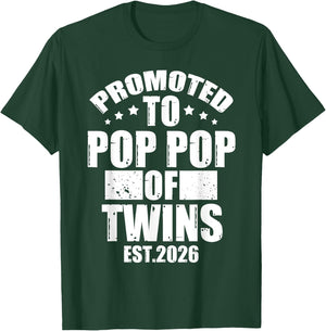 Promoted To POP POP of Twins 2026 Proud Family Announcement T-Shirt - T-Shirt | Forest
