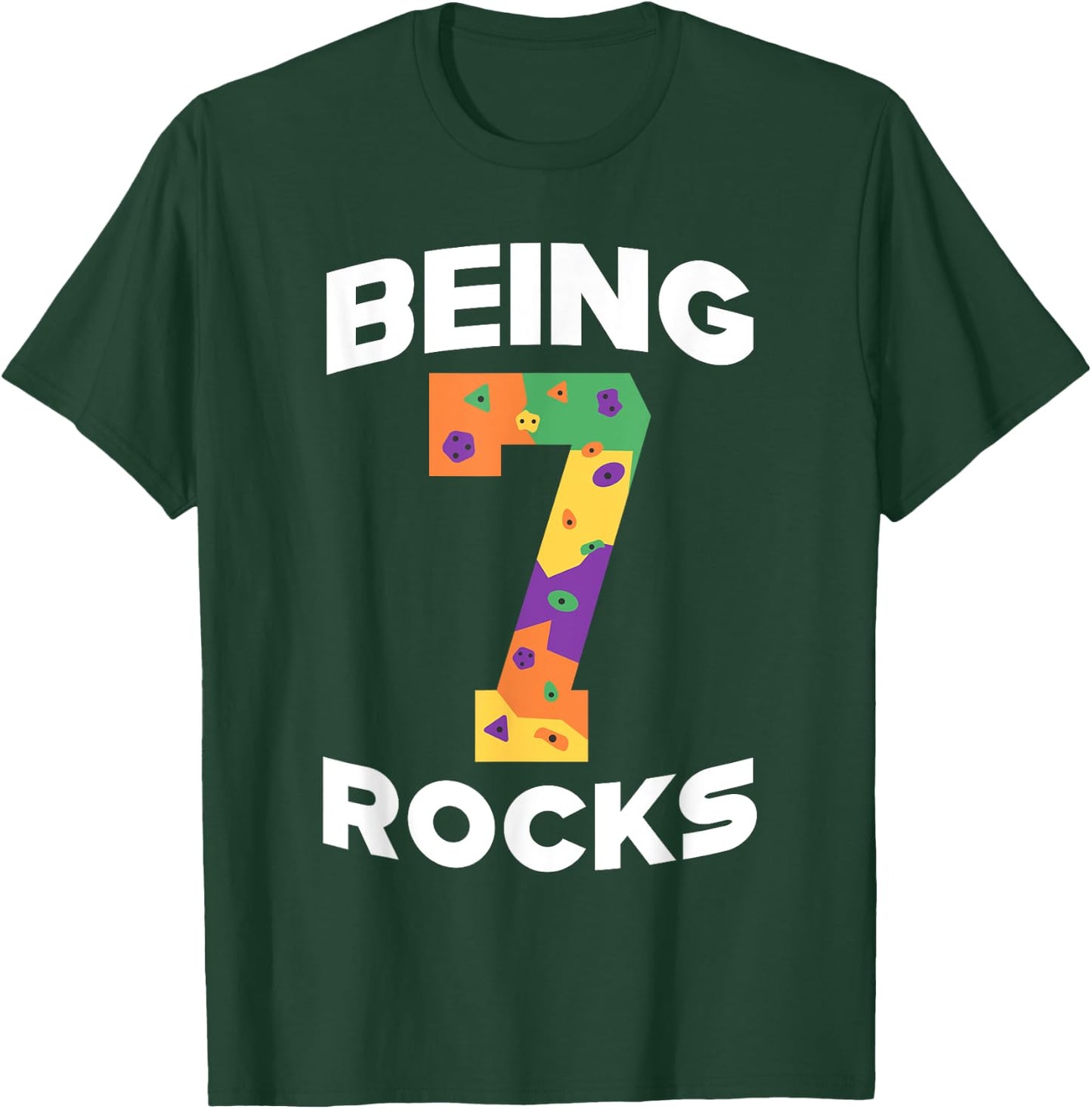 Rock Climbing Funny 7 Years Old 7th Birthday Gift Kids T-Shirt - T-Shirt | Forest