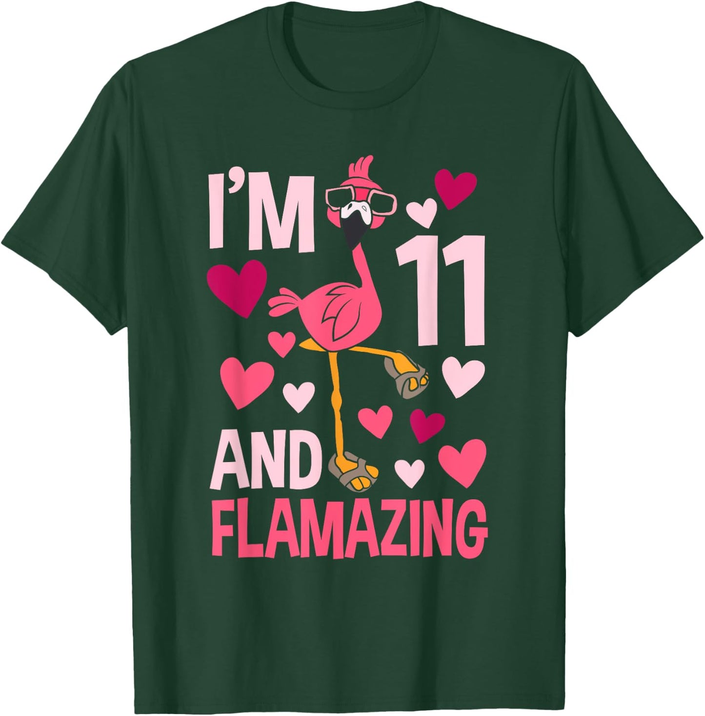 I'm 11 and Flamazing Flamingo Birthday For Boys 11 Years Old T-Shirt - T-Shirt | Forest