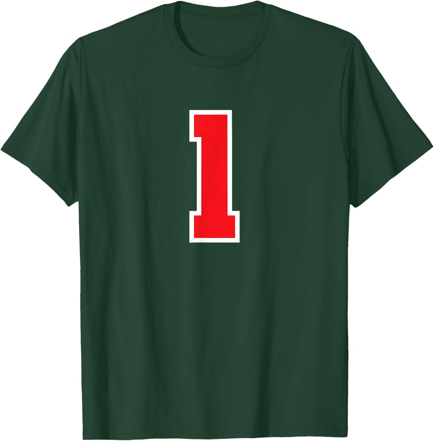 1 Sport White Red Plain Number T-Shirt - T-Shirt | Forest