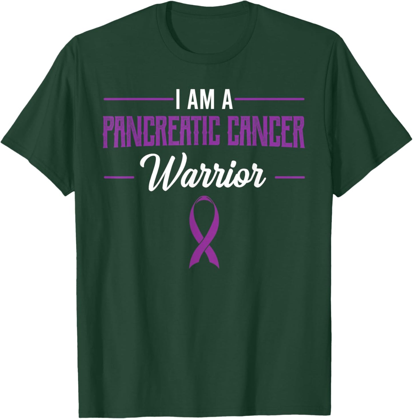Pancreatic Cancer Warrior Neuroendocrine Tumor Purple Ribbon T-Shirt - T-Shirt | Forest